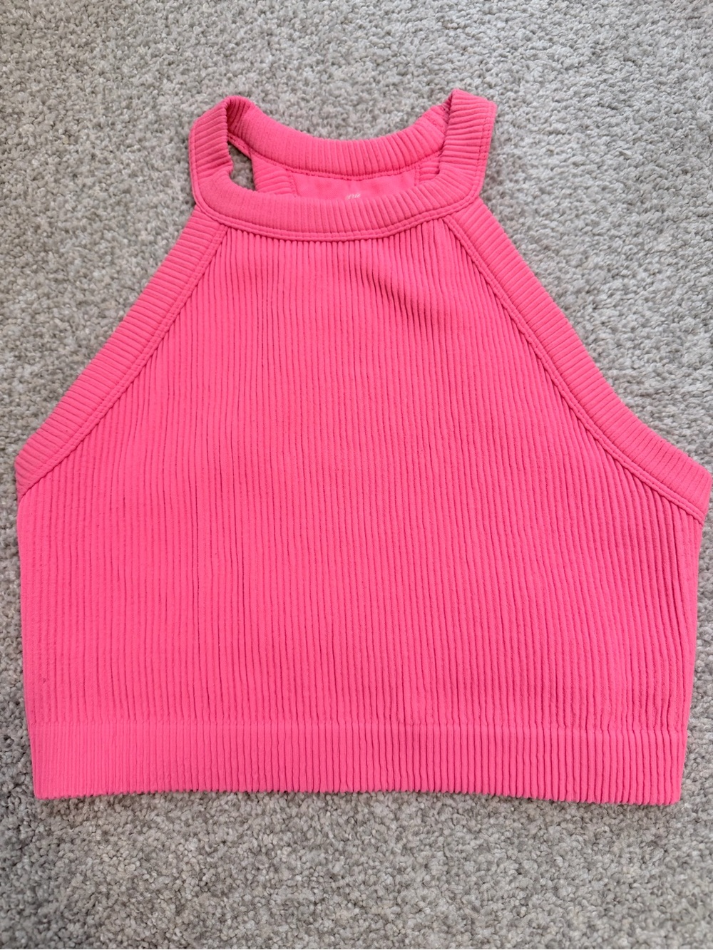Aerie Ribbed High-Neck Crop Top - Coral XL